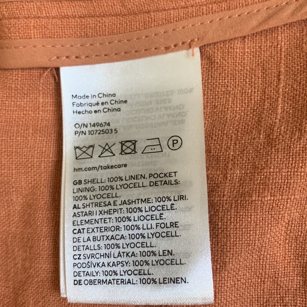 NWT H&M Premium Collection Coral/Orange Linen Blazer - Picture 11 of 13